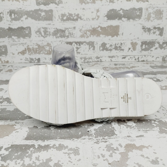 New Marc Fisher Jaimee White Leather Espadrille Slide Sandals M74 - Picture 8 of 10